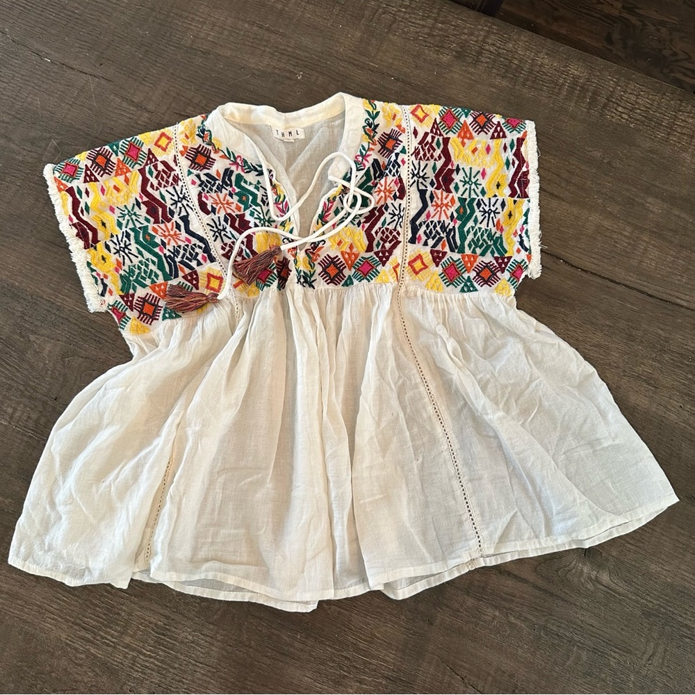 THML embroidered multicolor Aztec top